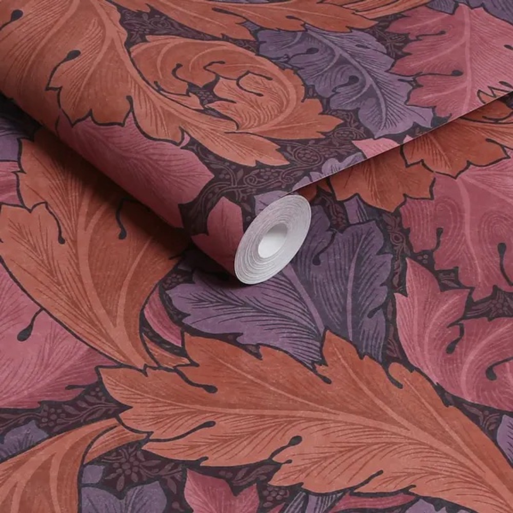 NEW William Morris Acanthus Plum Wallpaper (1 roll)